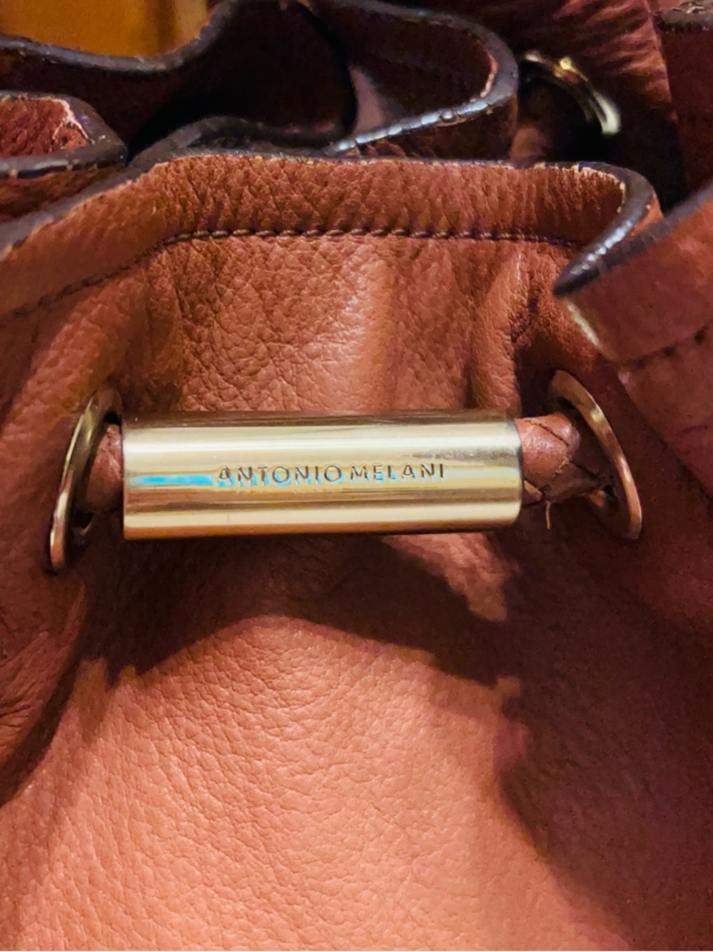 ANTONIO MELANI Tan Leather Tote with Braided Handles - Picture 7 of 10